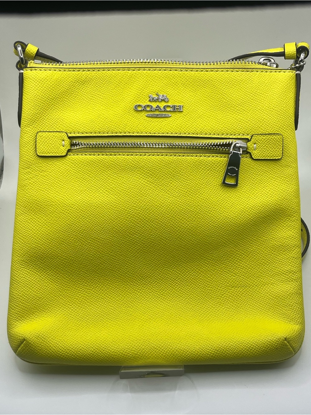 Coach CE871 Mini Rowan File Bag Retro Yellow Crossgrain Leather Crossbody